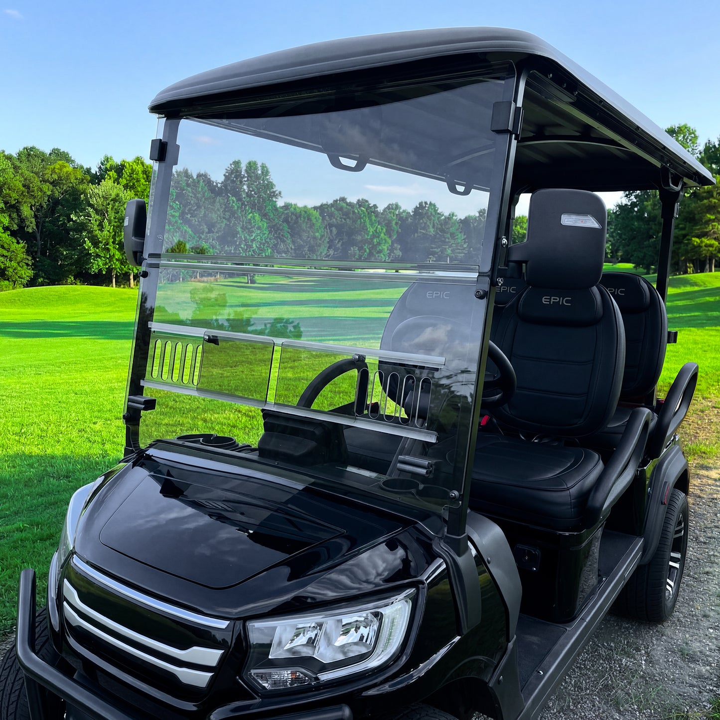 RedDot Clear Vented Folding Windshield for Epic E40FX Golf Cart (4-Forward Facing Seats)