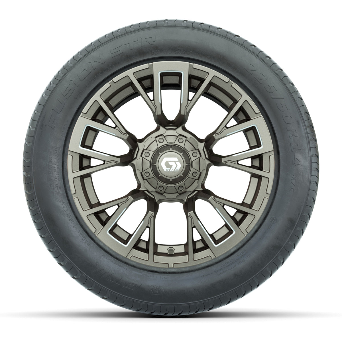 GTW Vandal Satin Bronze/Machined 14" Wheel & 225/50-R14 Fusion STR Street Tire Package