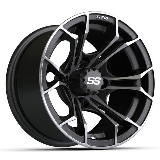 SPYDER WHEEL, 12X7 MATTE MACH/GRAY W/SS CAP