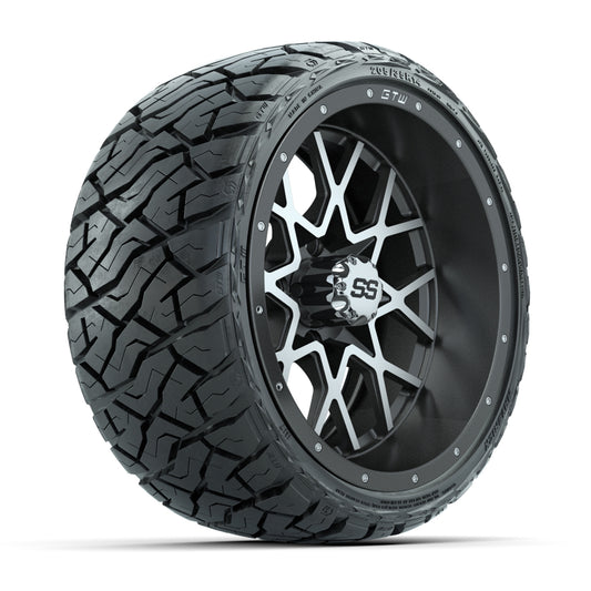 GTW Vortex Matte Gray/Machined 14" Wheels & 205/35-R14 Maverick Low-Profile AT Tires – Set of 4