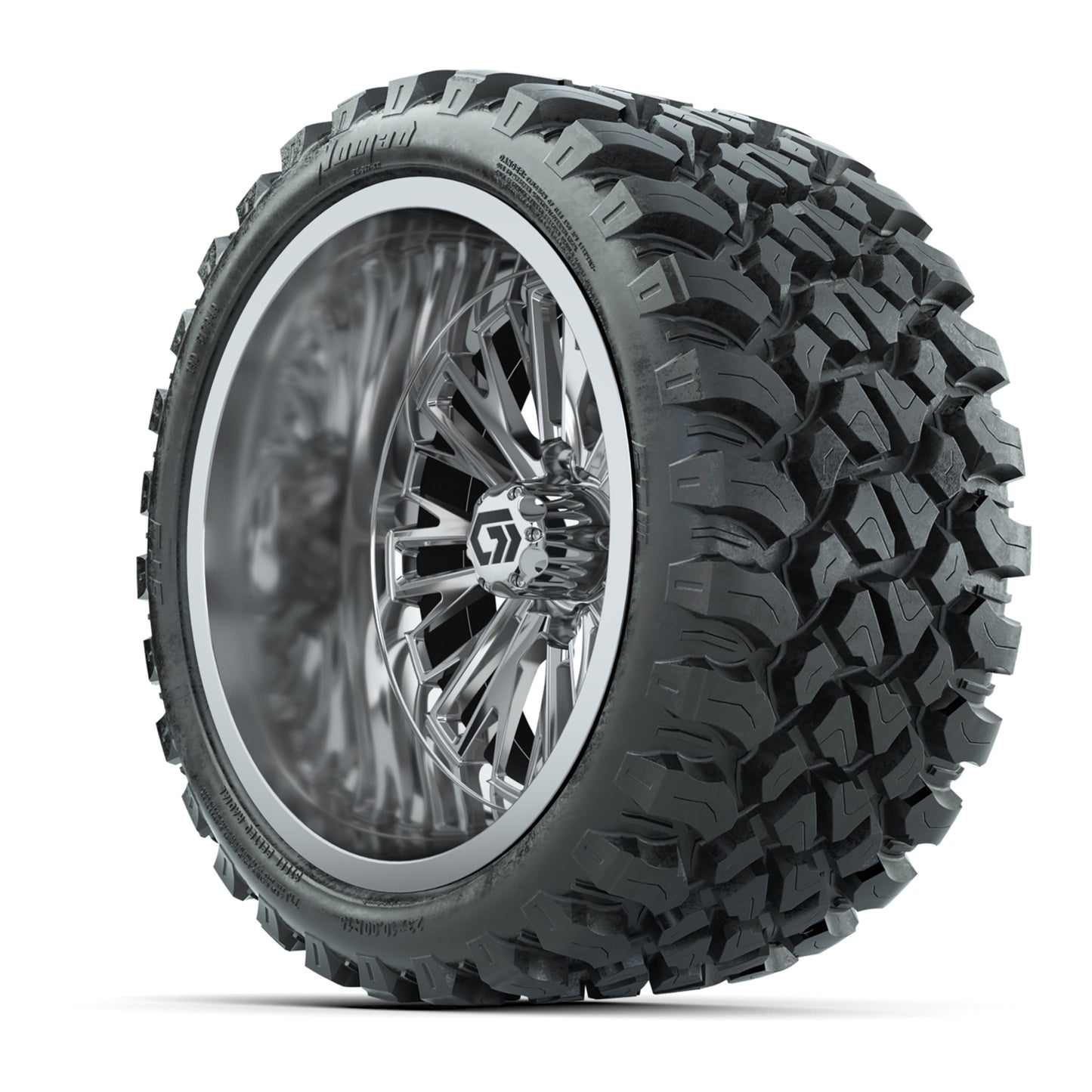 GTW® Viper Chrome 15" Wheels with 23X10-R15 Nomad Steel Belted Radial A/T Tires - Full Set