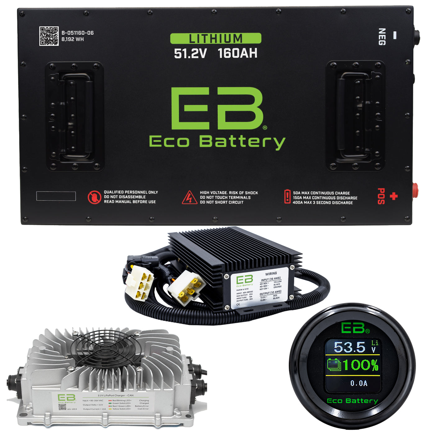 Club Car Carryall Eco Lithium 51.2V 160Ah GEN3 Battery Bundle 10 year warranty