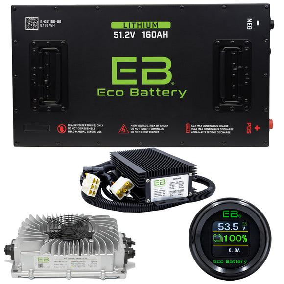 Eco Lithium Battery Complete Bundle for EZGO RXV 51.2V 160Ah