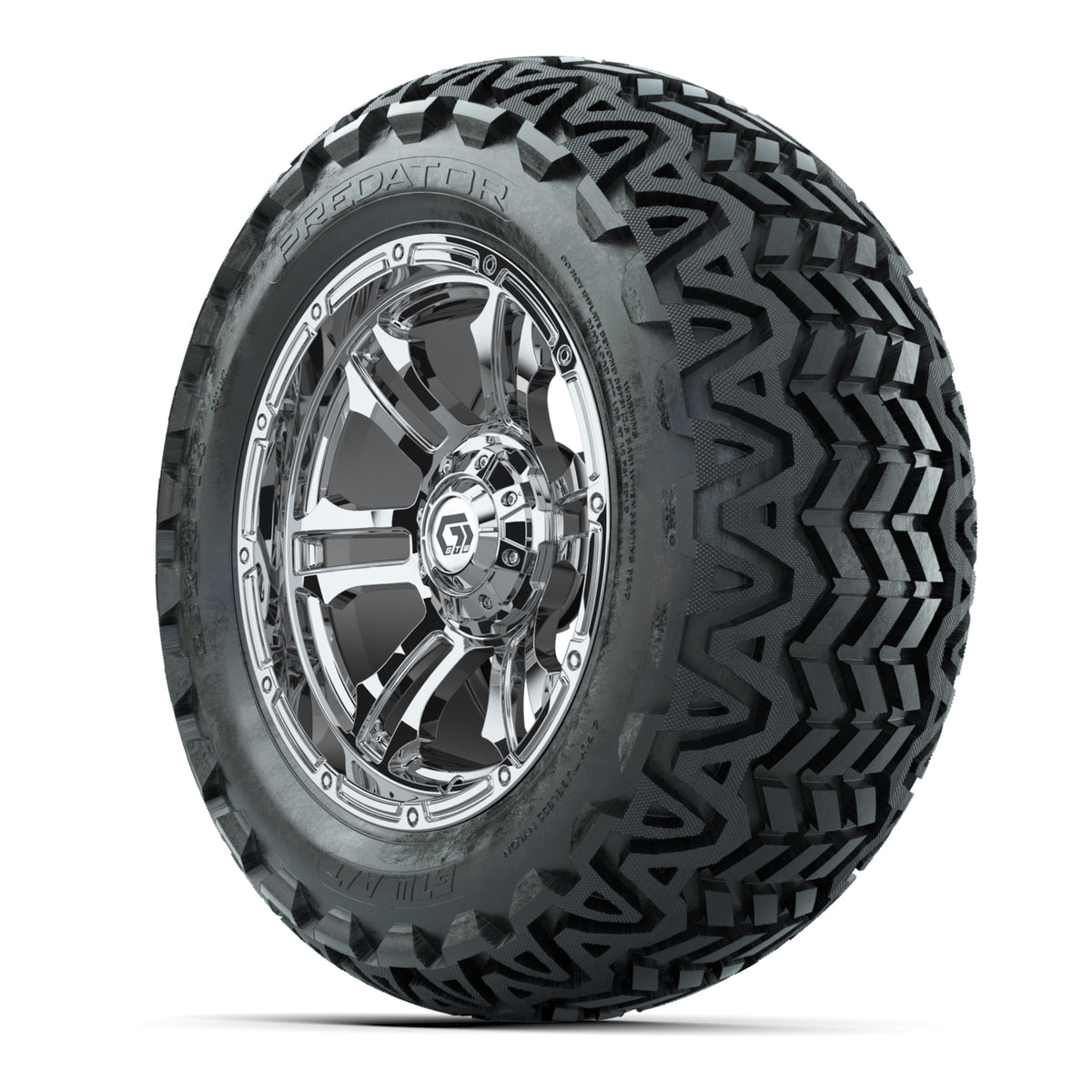 GTW® Shogun Chrome 14 in Wheels with 23x10-14 Predator All-Terrain Tires Full Set