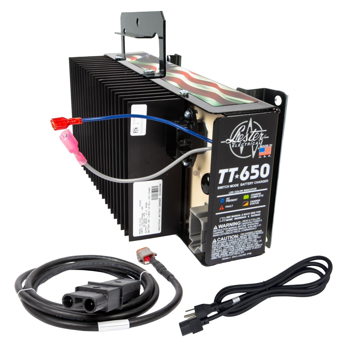Lester TT-650W 48V Battery Charger with 2-Pin Cord for Yamaha G19 & G22