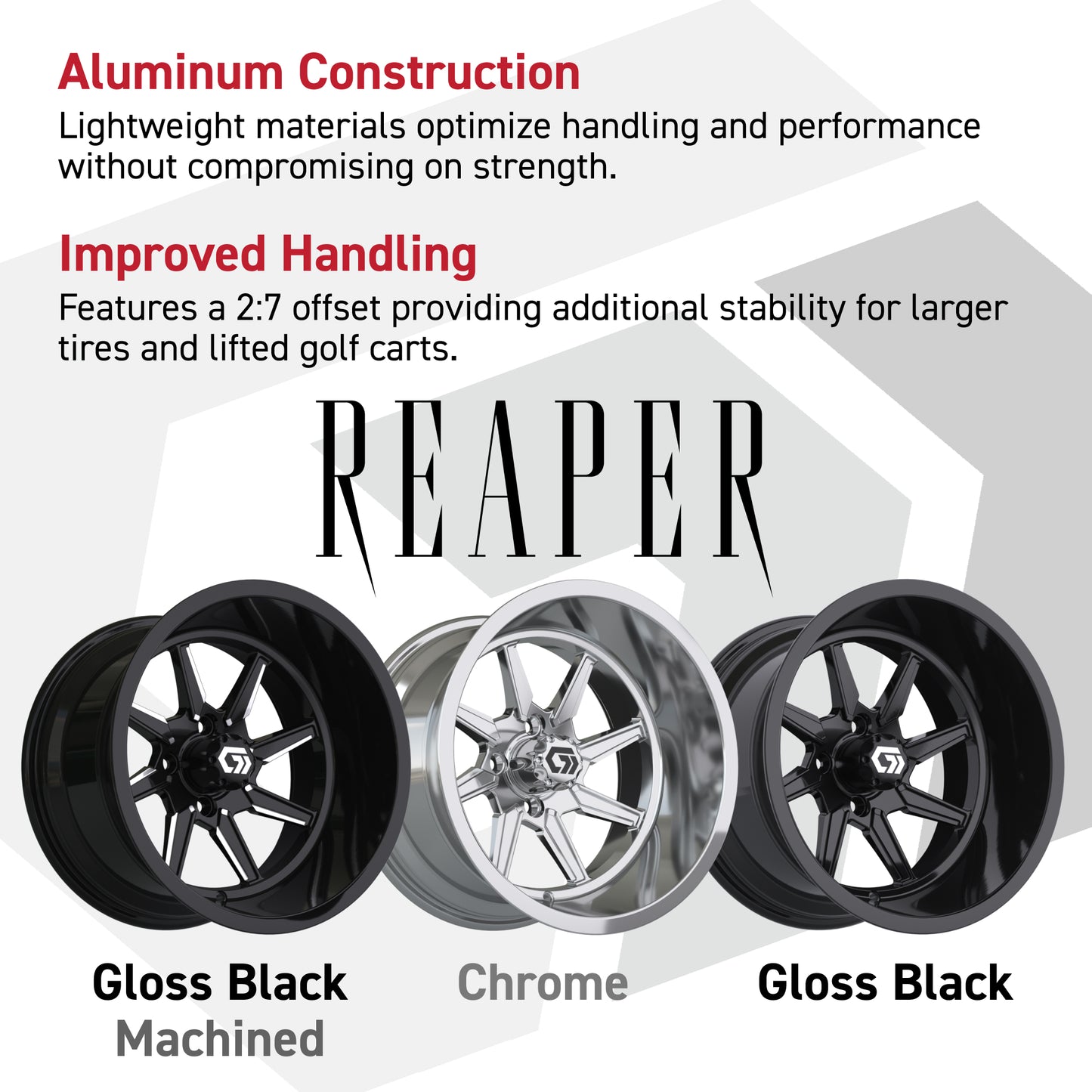 GTW® Reaper Gloss Black 15" Golf Cart Wheel - Single | Deep Dish