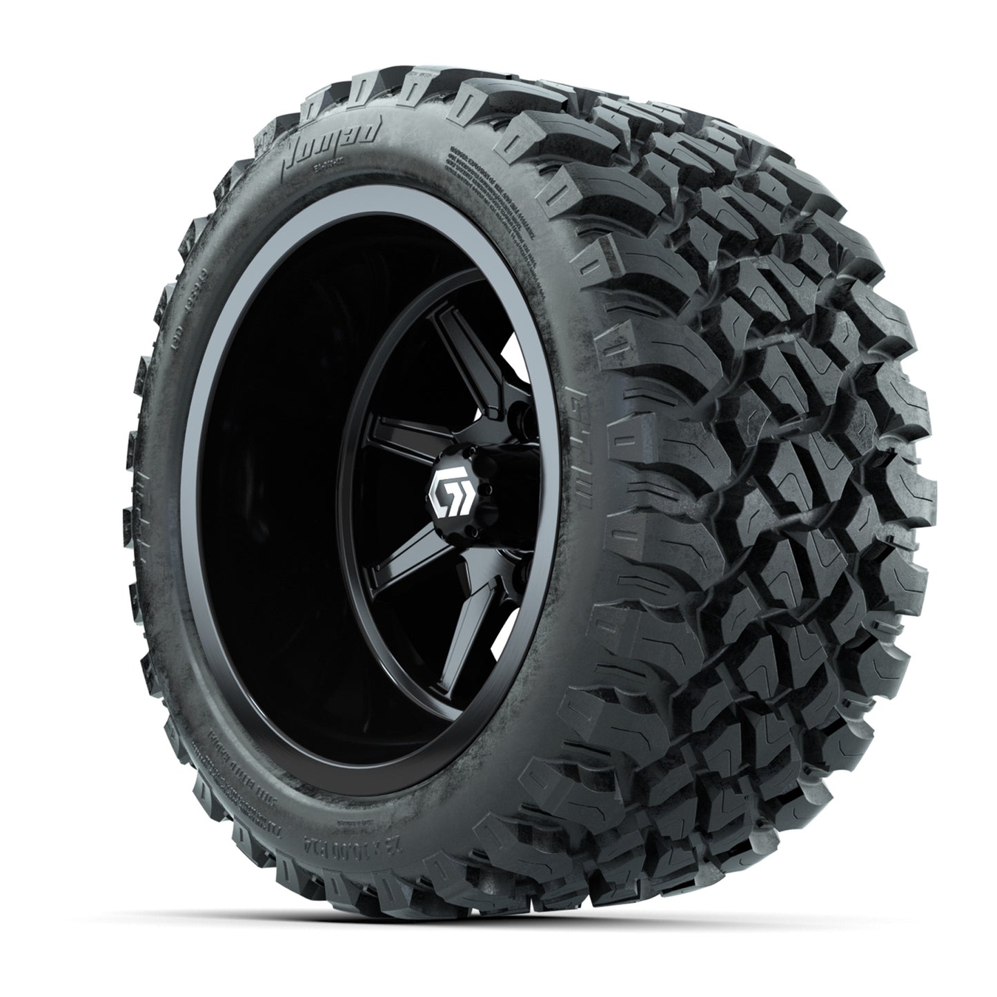 GTW Reaper Gloss Black 14" Golf Cart Wheels & 23X10-R14 Nomad Steel Belted Radial A/T Tires – Set of 4