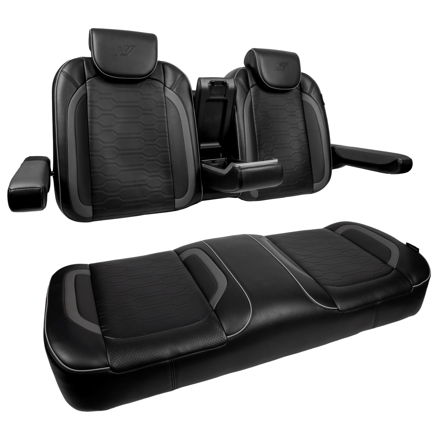 MadJax Black Commander Front Seat Cushions | EZGO TXT & MadJax XSeries Golf Carts