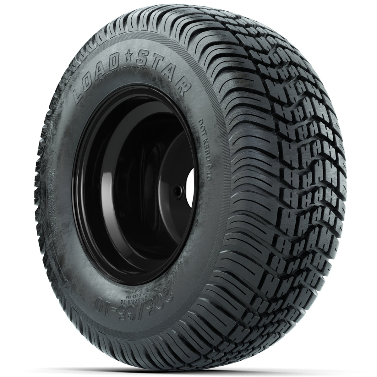 Set of (4) 10" Matte Black Steel Offset Wheels with 205/65-10 Kenda Load Star Street Tires