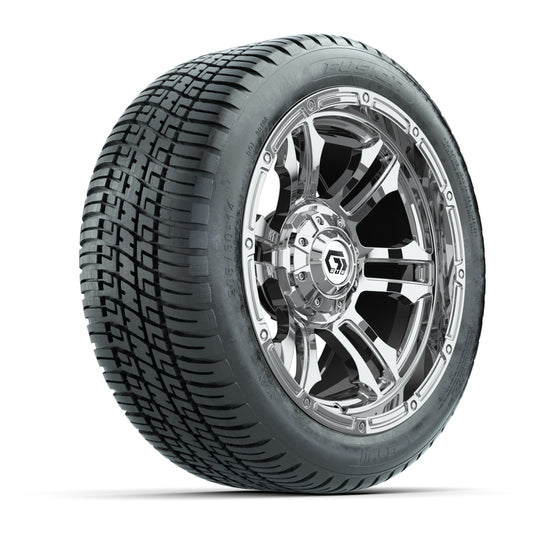 GTW® Shogun Chrome 14 in Wheels with 205/30-14 Fusion Street Tires Full Set