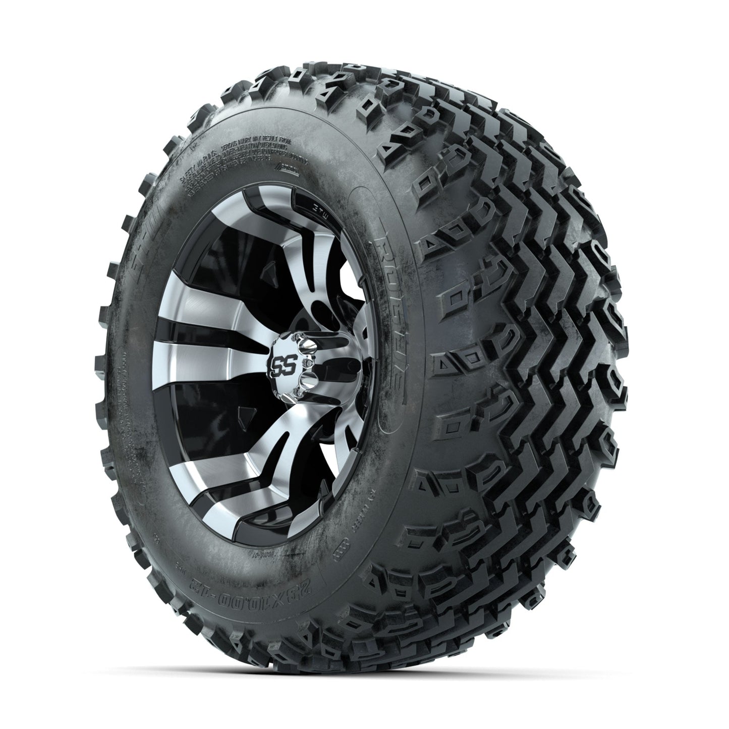 GTW Vampire Machined/Black 12 in Wheels with 23x10.00-12 Rogue All Terrain Tires Full Set