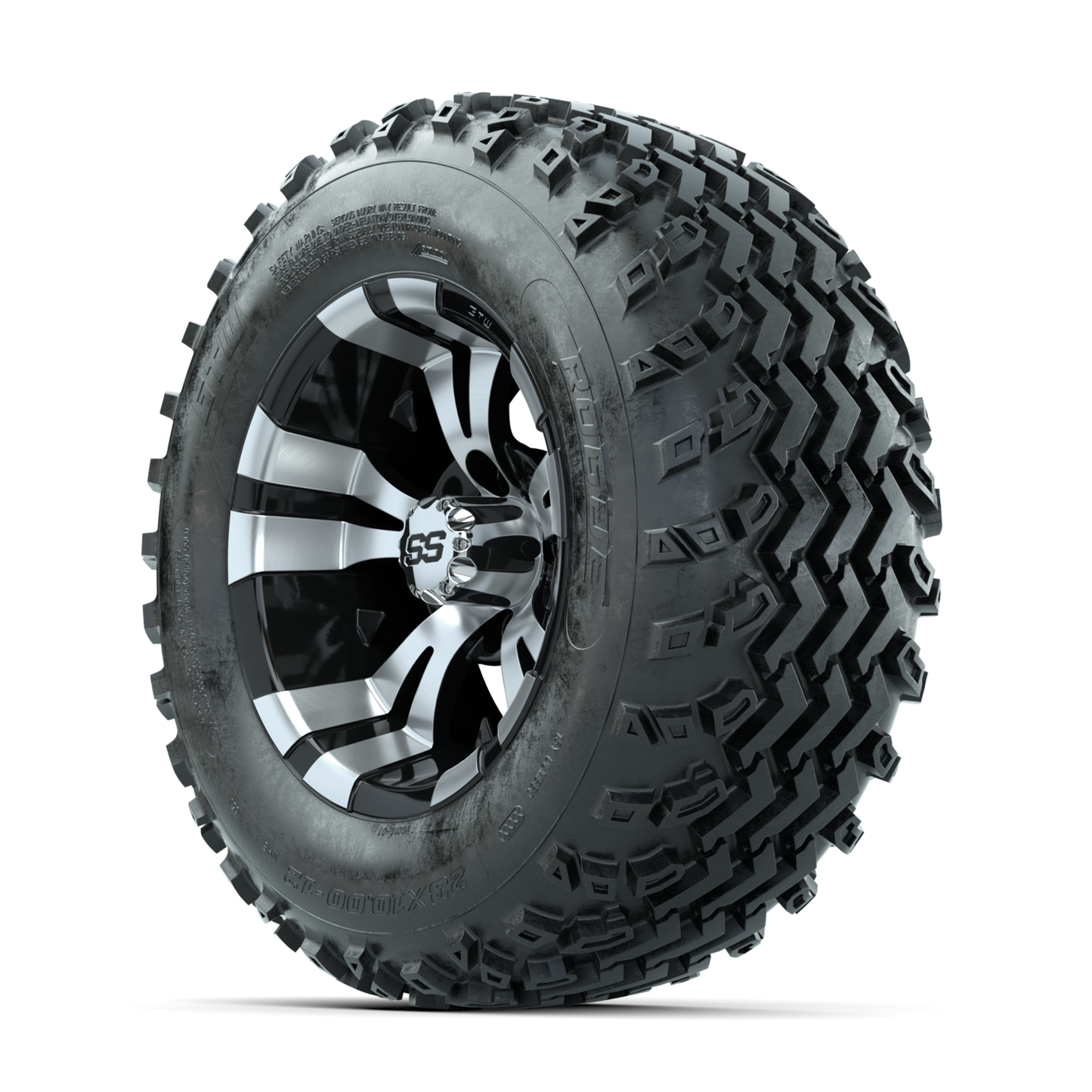 GTW Vampire Machined/Black 12 in Wheels with 23x10.00-12 Rogue All Terrain Tires Full Set