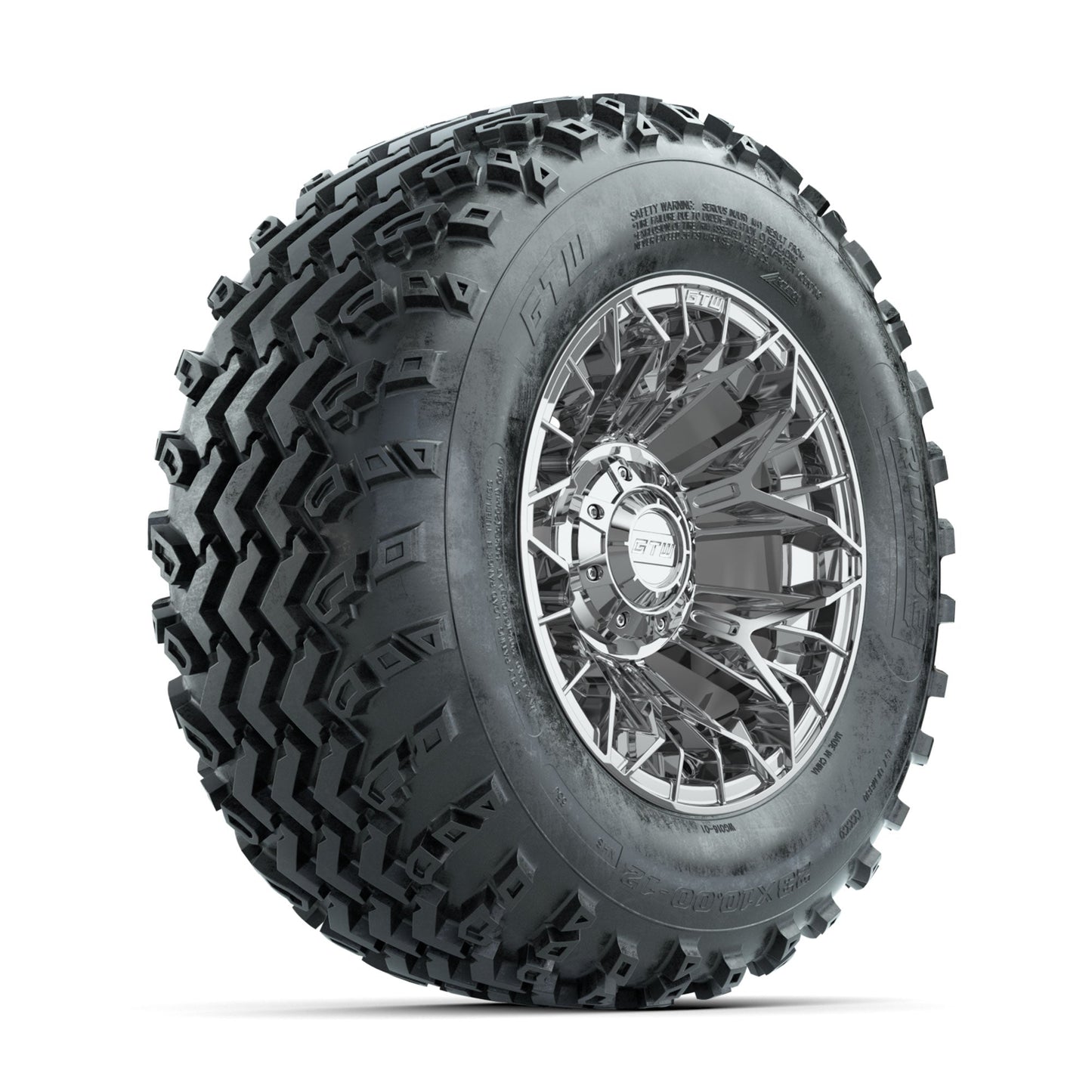 GTW Stellar Chrome 12 in Wheels with 23x10.00-12 Rogue All Terrain Tires Full Set
