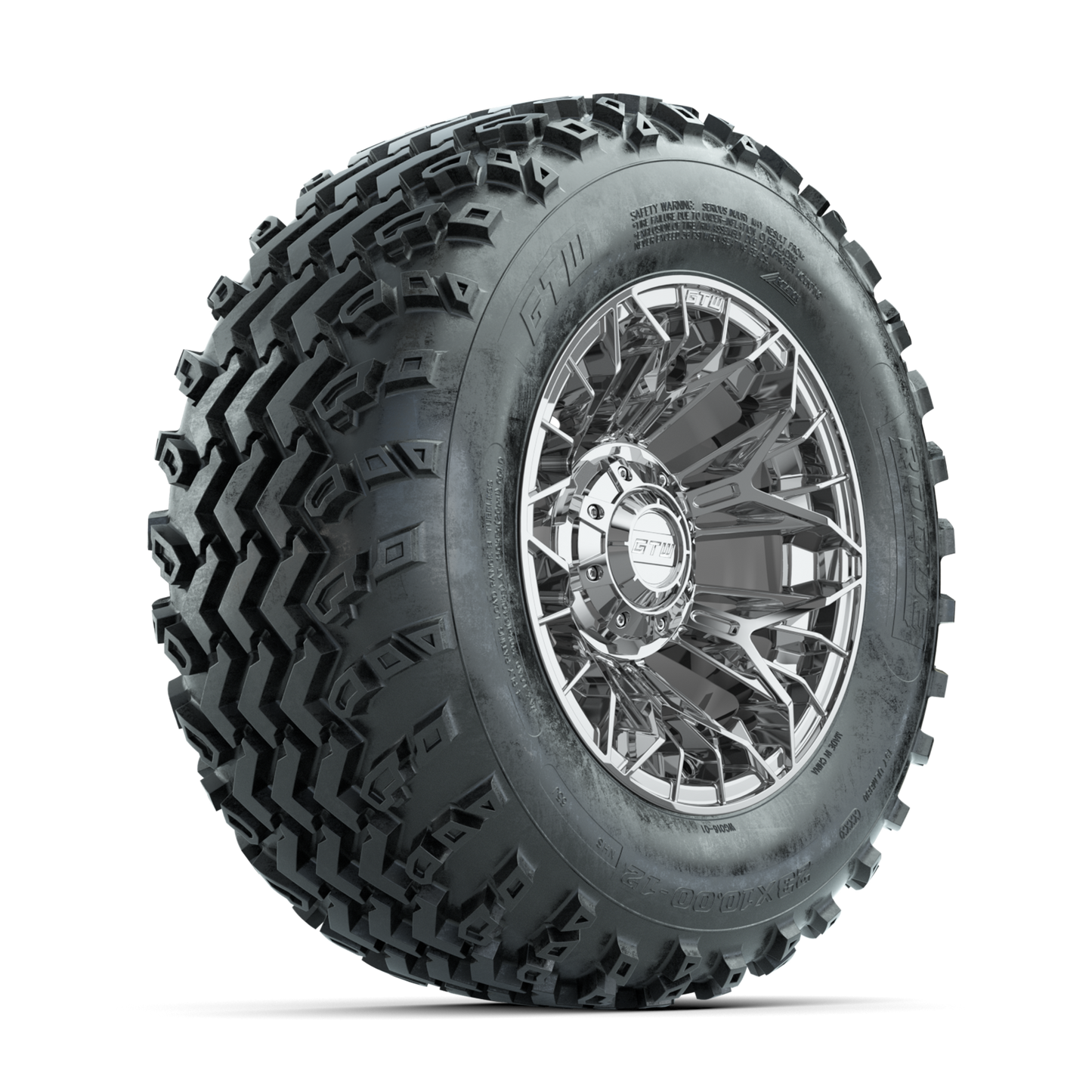 GTW Stellar Chrome 12 in Wheels with 23x10.00-12 Rogue All Terrain Tires Full Set