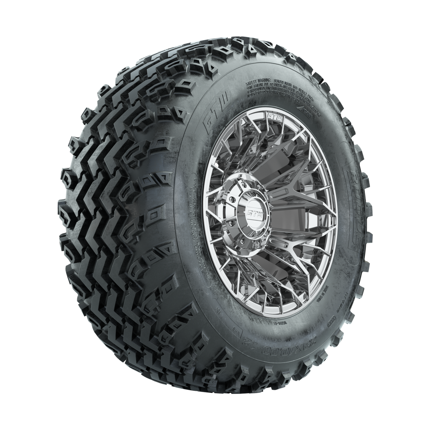 GTW Stellar Chrome 12 in Wheels with 23x10.00-12 Rogue All Terrain Tires Full Set