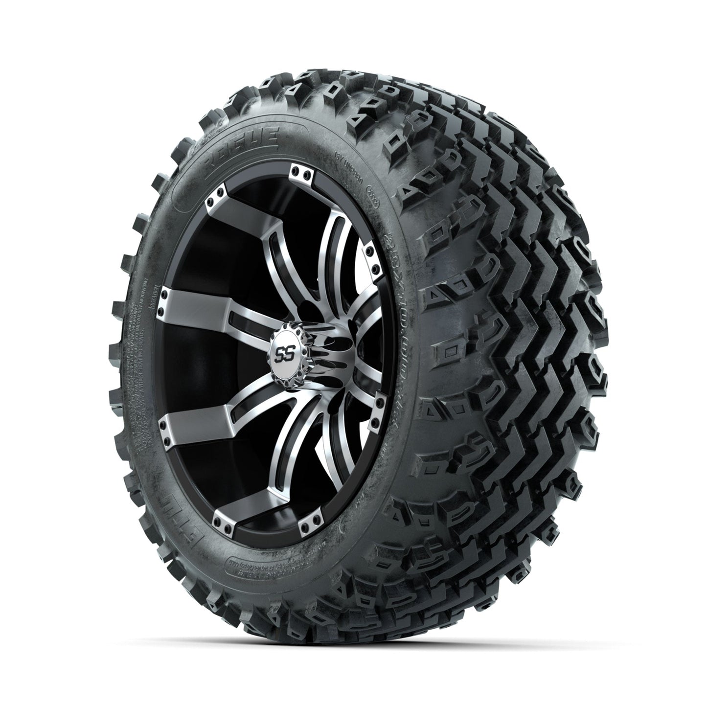GTW Tempest Machined/Black 14 in Wheels with 23x10.00-14 Rogue All Terrain Tires Full Set