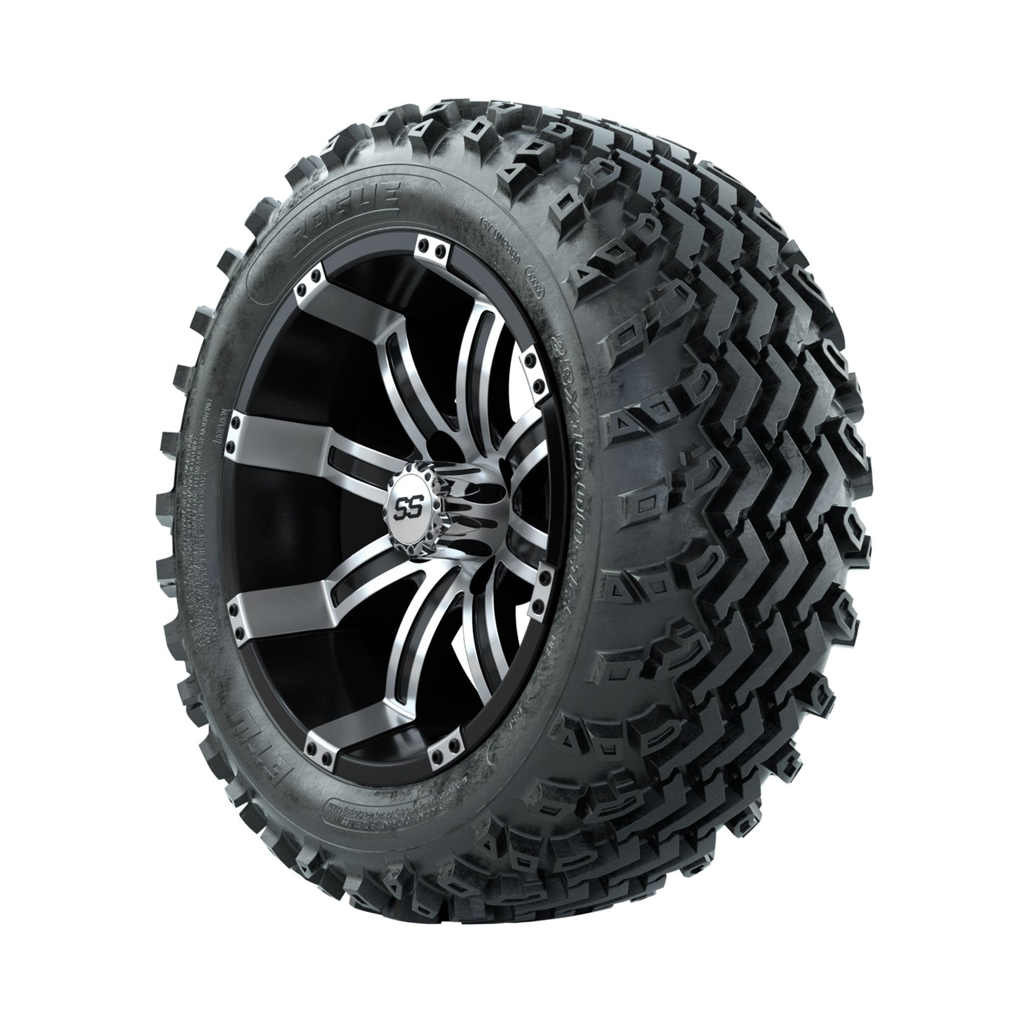 GTW Tempest Machined/Black 14 in Wheels with 23x10.00-14 Rogue All Terrain Tires Full Set