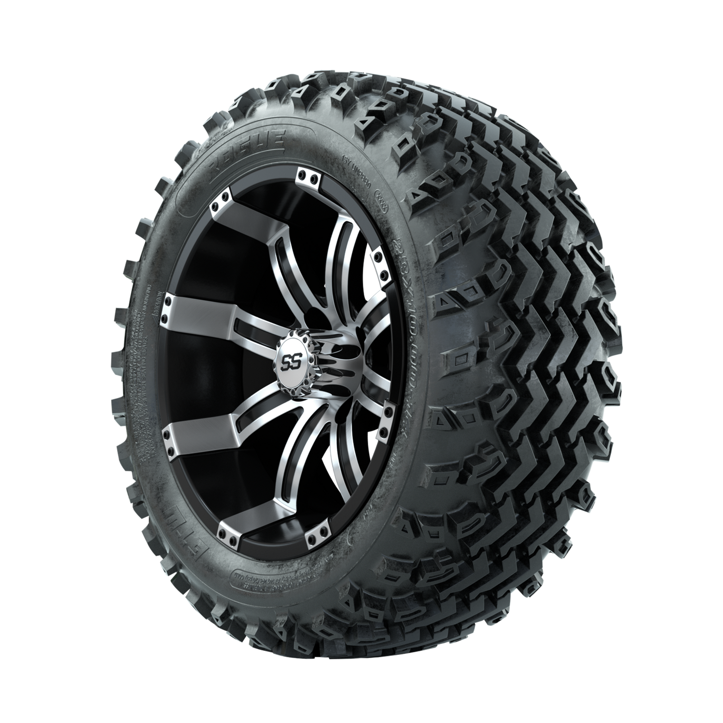 GTW Tempest Machined/Black 14 in Wheels with 23x10.00-14 Rogue All Terrain Tires Full Set