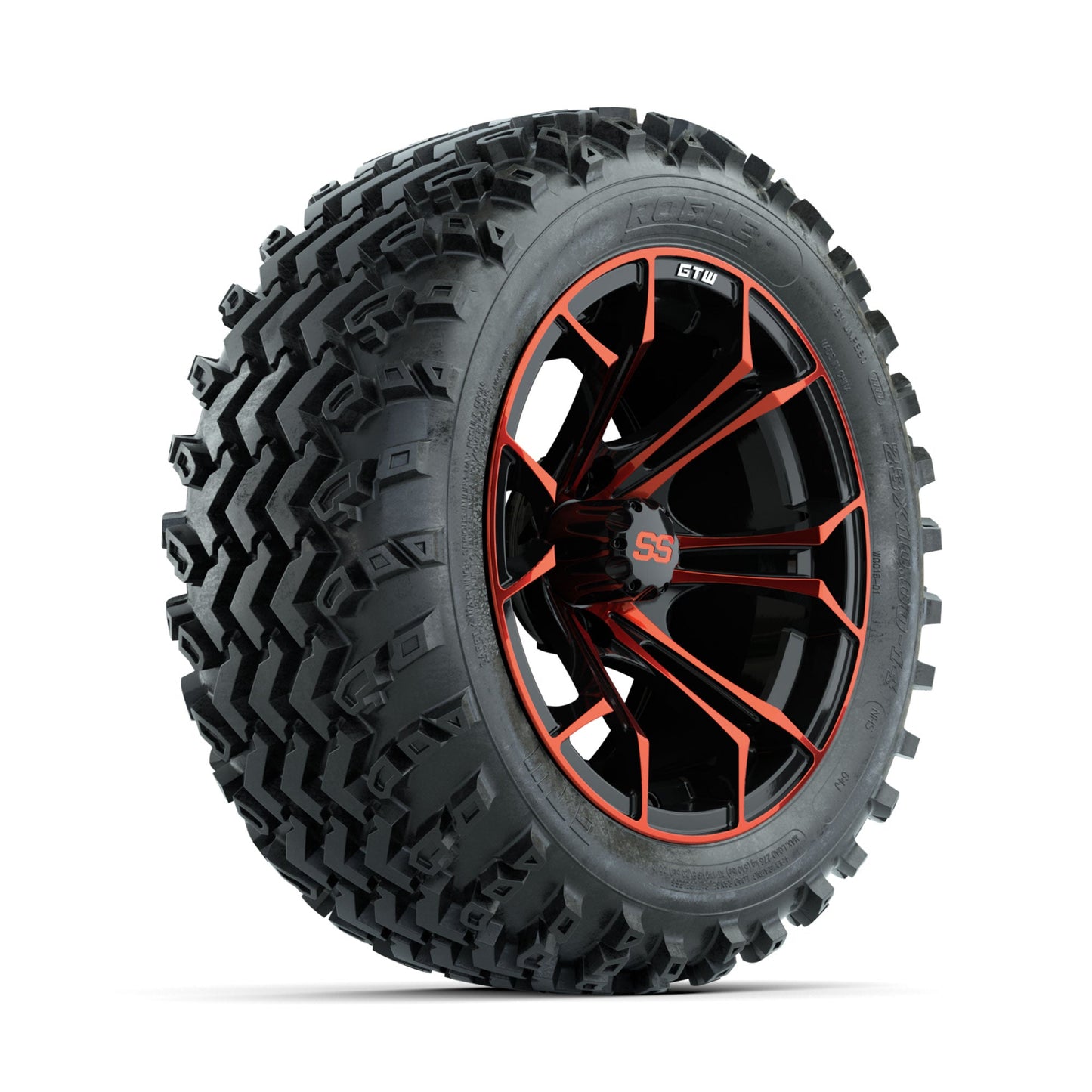 GTW Spyder Red/Black 14 in Wheels with 23x10.00-14 Rogue All Terrain Tires Full Set