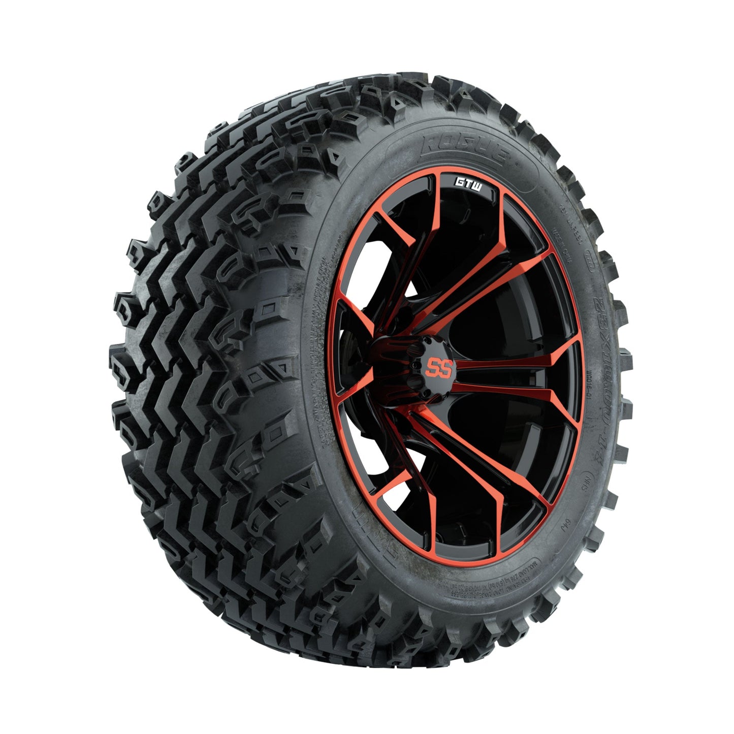 GTW Spyder Red/Black 14 in Wheels with 23x10.00-14 Rogue All Terrain Tires Full Set