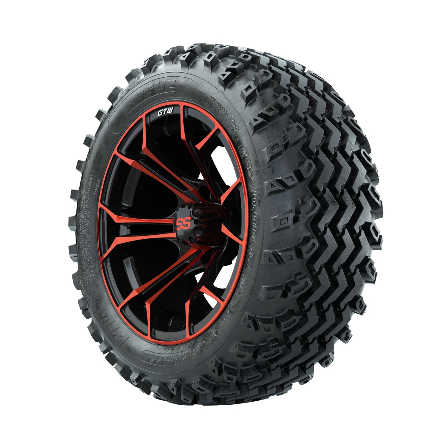 GTW Spyder Red/Black 14 in Wheels with 23x10.00-14 Rogue All Terrain Tires Full Set