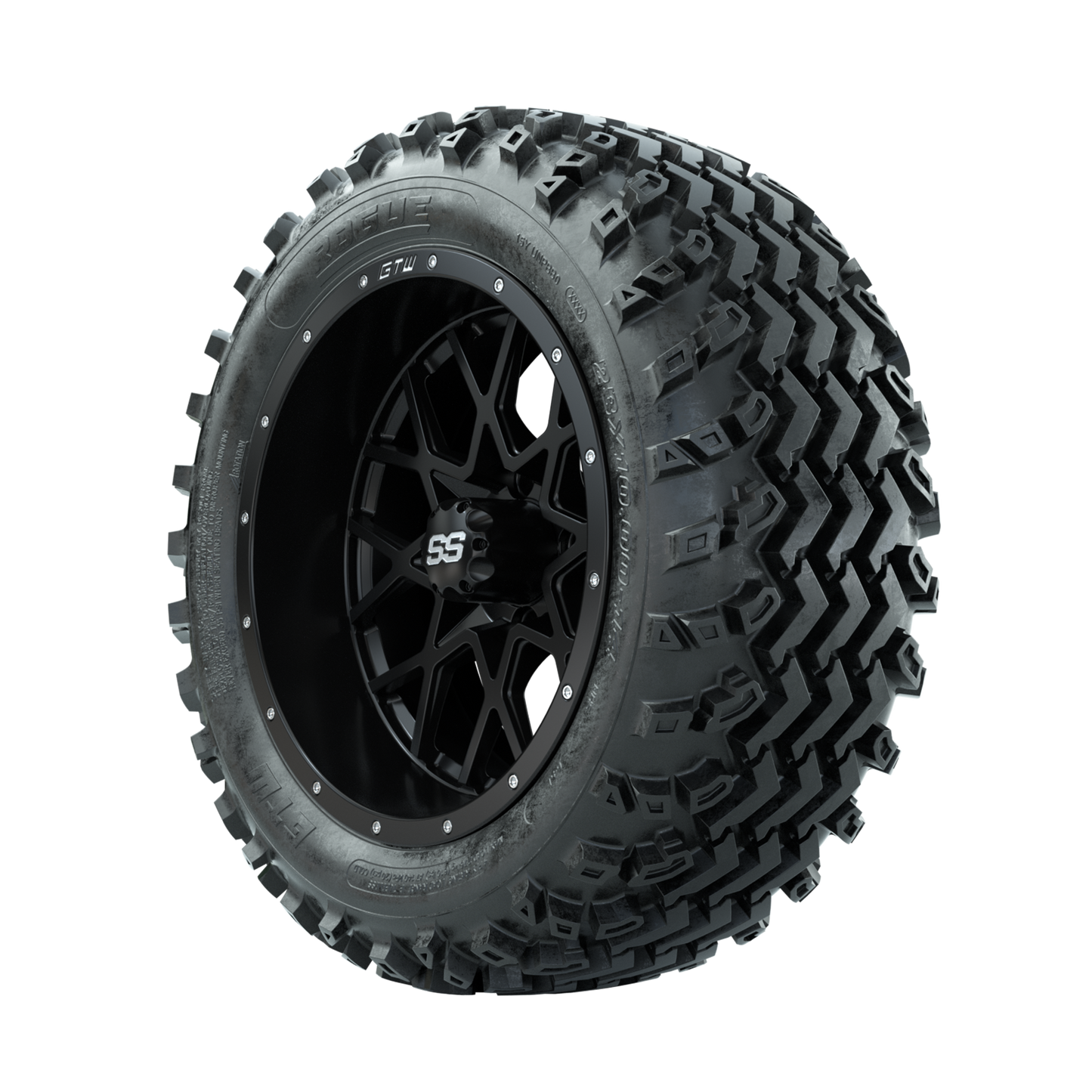 GTW Vortex Matte Black 14 in Wheels with 23x10.00-14 Rogue All Terrain Tires Full Set