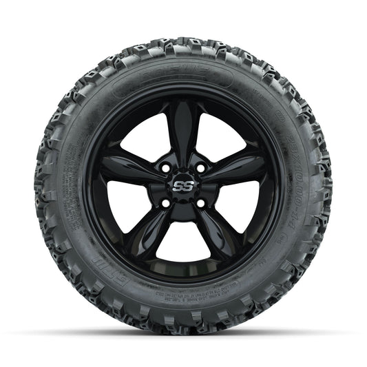 GTW Godfather Black 14 in Wheels with 23x10.00-14 Rogue All Terrain Tires Full Set