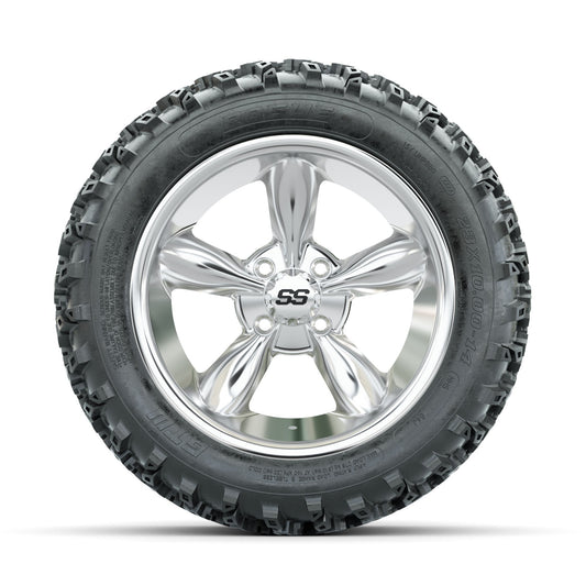 GTW Godfather Chrome 14 in Wheels with 23x10.00-14 Rogue All Terrain Tires Full Set
