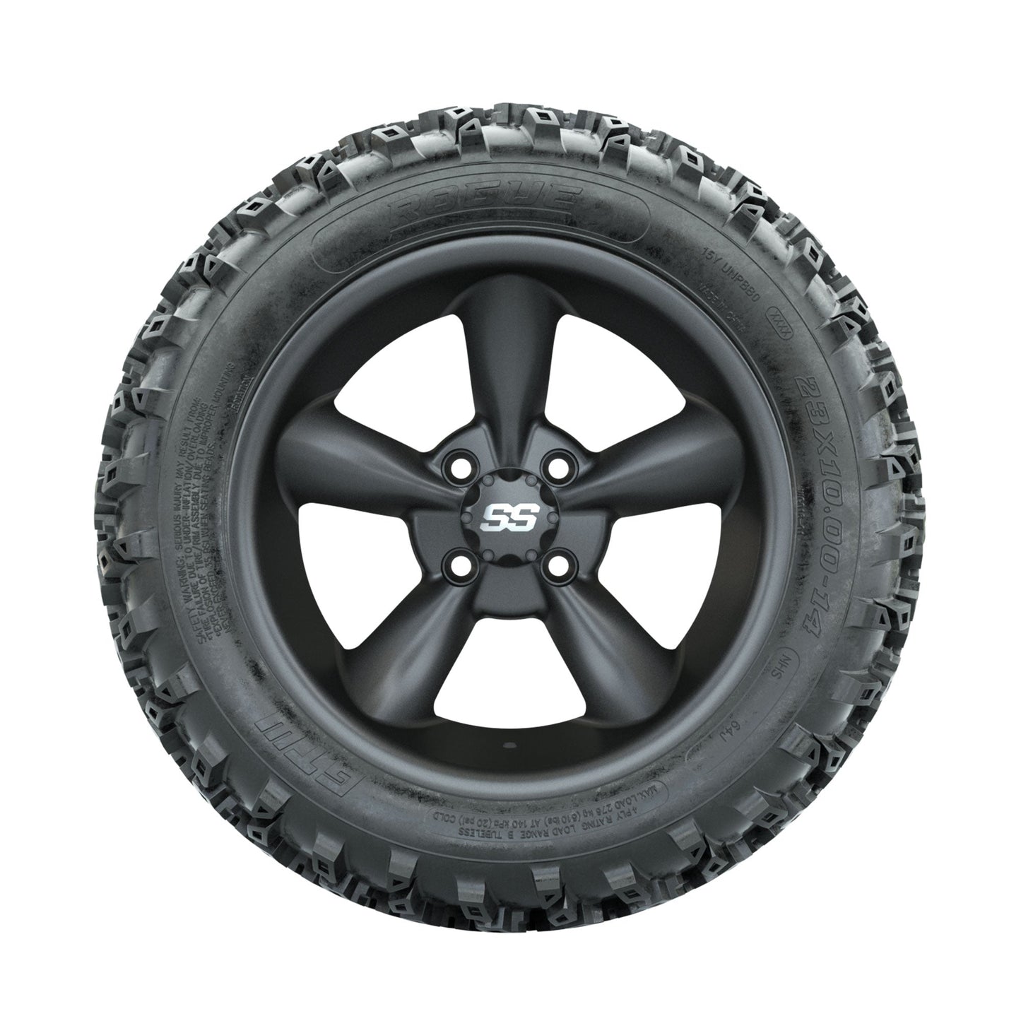 GTW Godfather Matte Grey 14 in Wheels with 23x10.00-14 Rogue All Terrain Tires Full Set