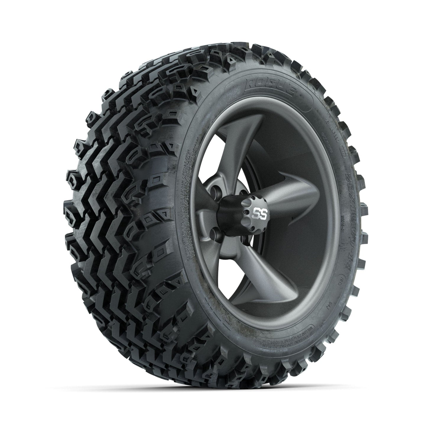 GTW Godfather Matte Grey 14 in Wheels with 23x10.00-14 Rogue All Terrain Tires Full Set