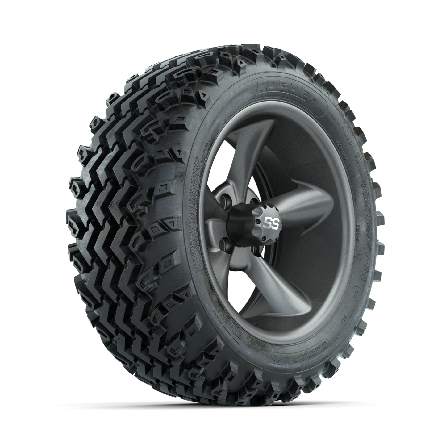 GTW Godfather Matte Grey 14 in Wheels with 23x10.00-14 Rogue All Terrain Tires Full Set