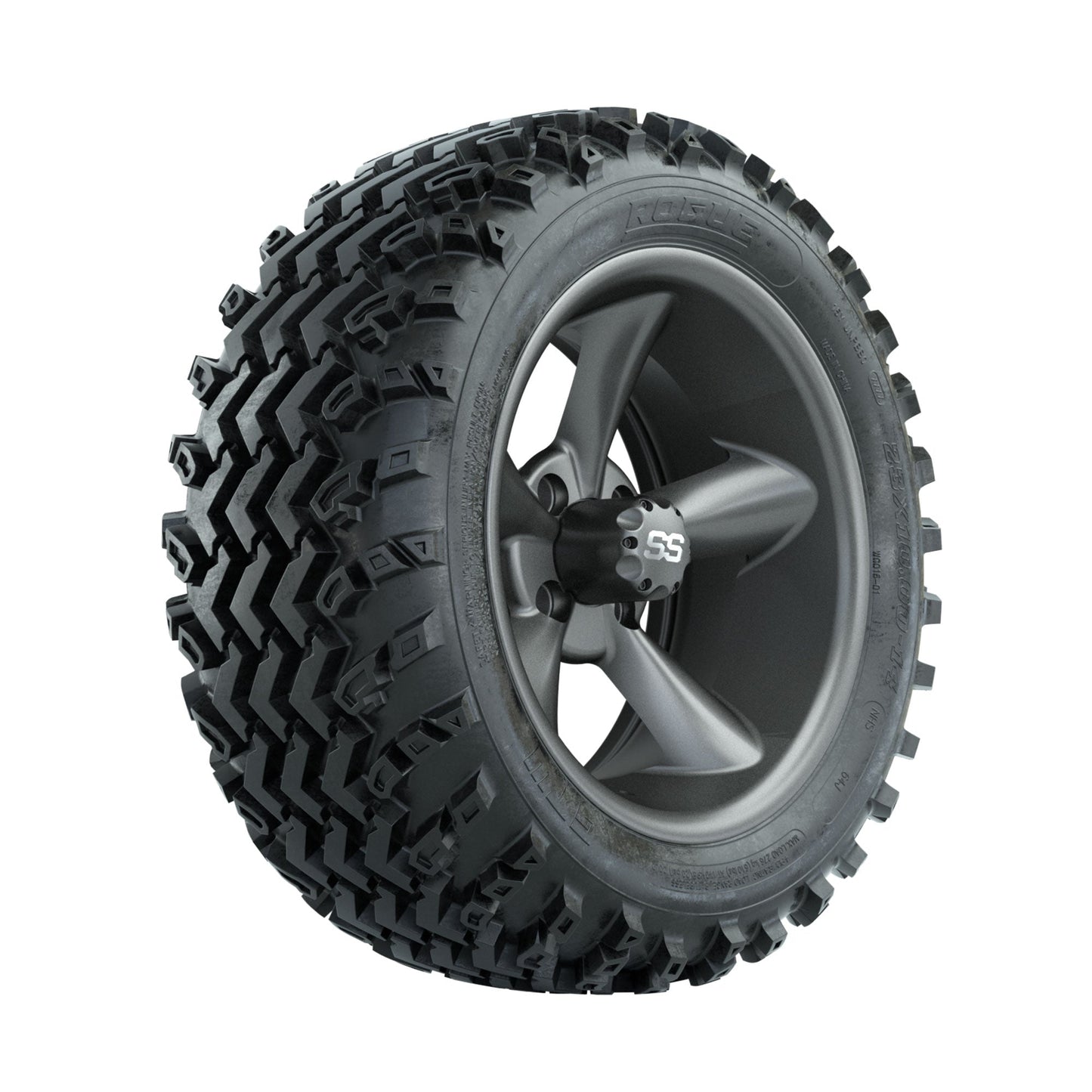 GTW Godfather Matte Grey 14 in Wheels with 23x10.00-14 Rogue All Terrain Tires Full Set