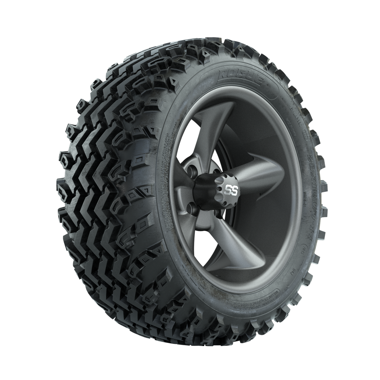 GTW Godfather Matte Grey 14 in Wheels with 23x10.00-14 Rogue All Terrain Tires Full Set