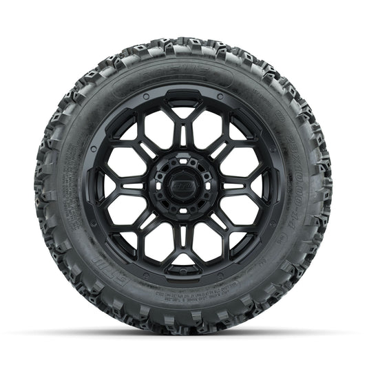GTW Bravo Matte Black 14 in Wheels with 23x10.00-14 Rogue All Terrain Tires Full Set
