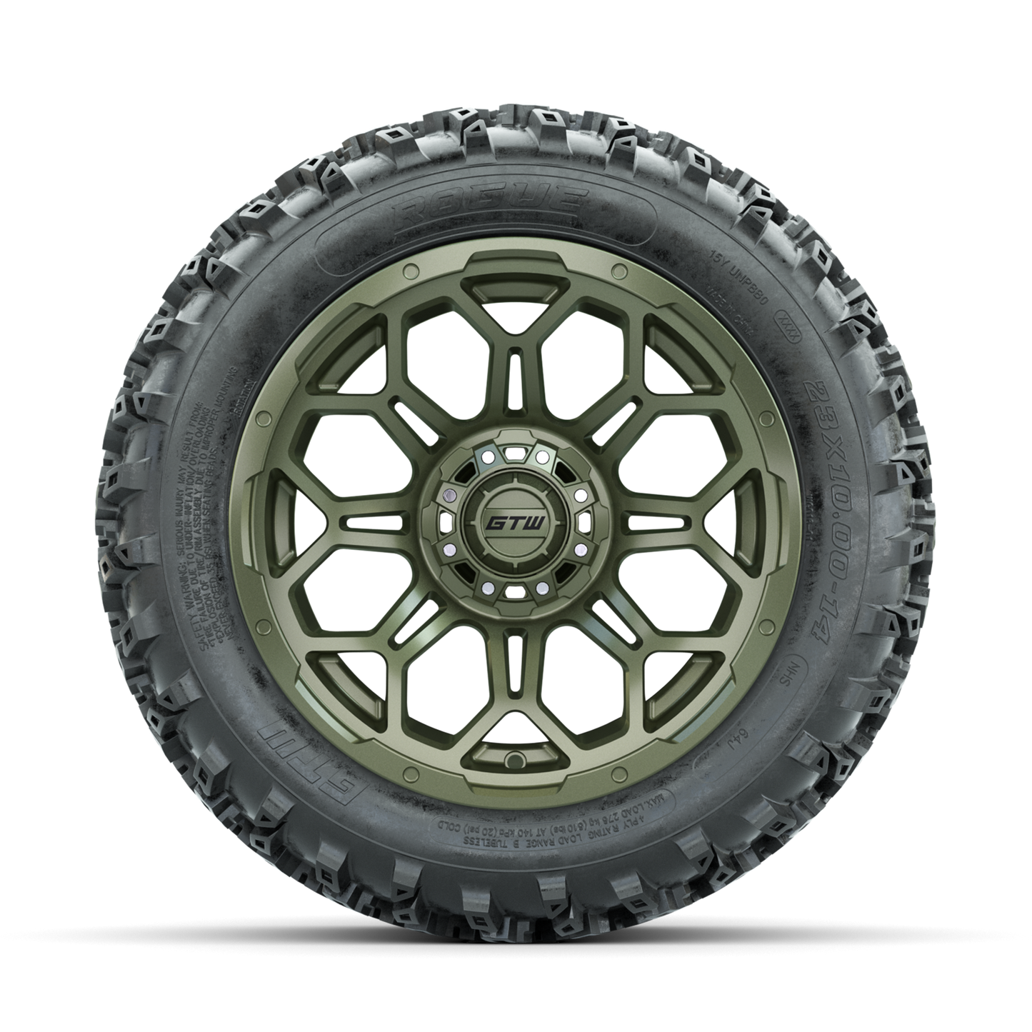 GTW Bravo Matte Recon Green 14 in Wheels with 23x10.00-14 Rogue All Terrain Tires Full Set