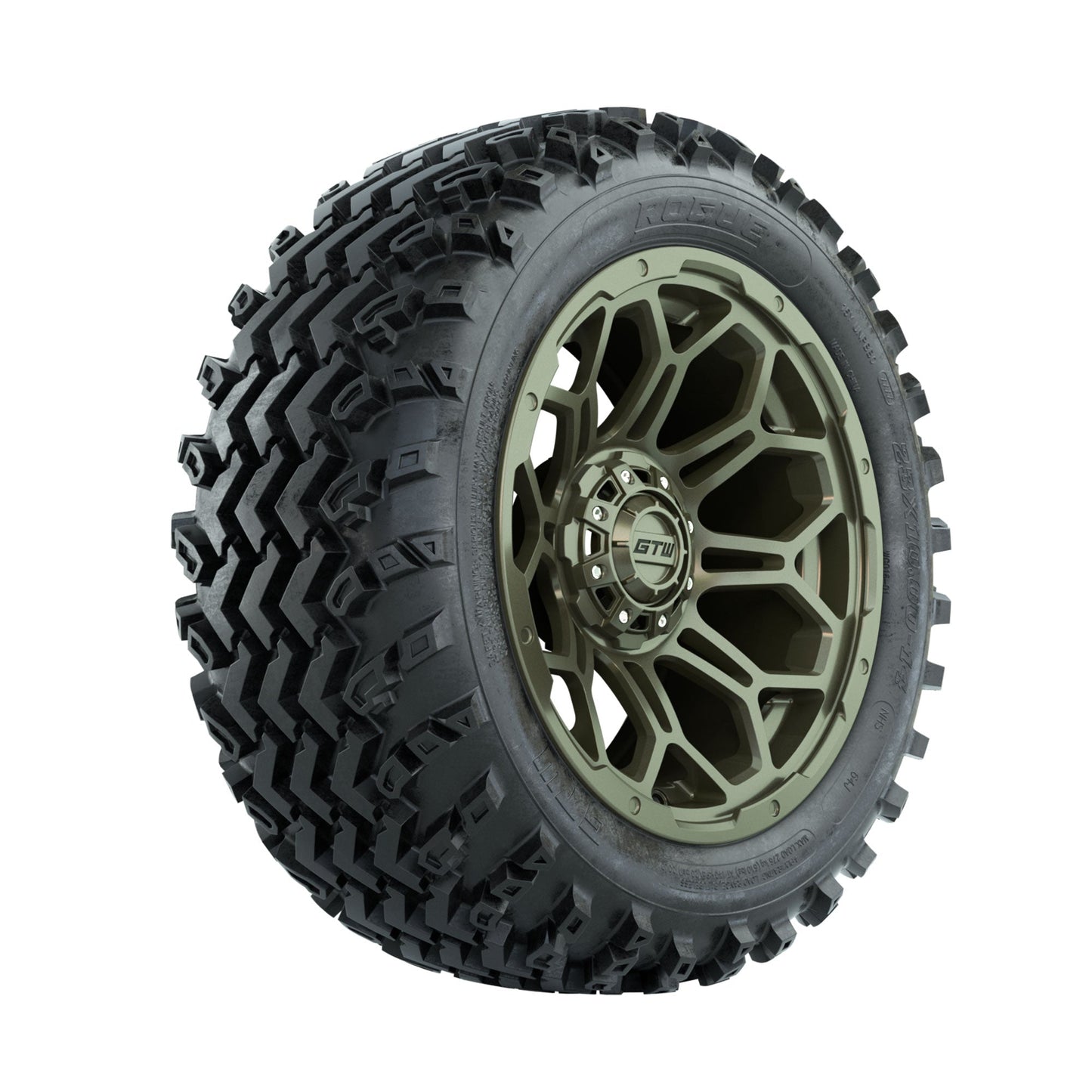 GTW Bravo Matte Recon Green 14 in Wheels with 23x10.00-14 Rogue All Terrain Tires Full Set