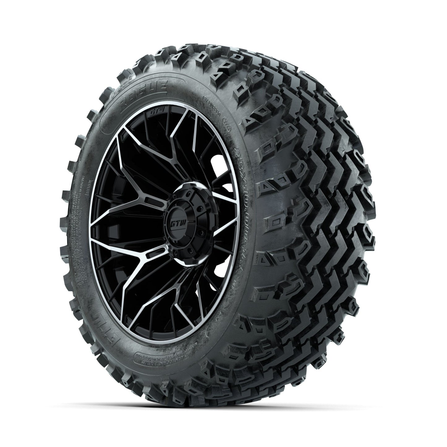 GTW Stellar Machined/Black 14 in Wheels with 23x10.00-14 Rogue All Terrain Tires Full Set