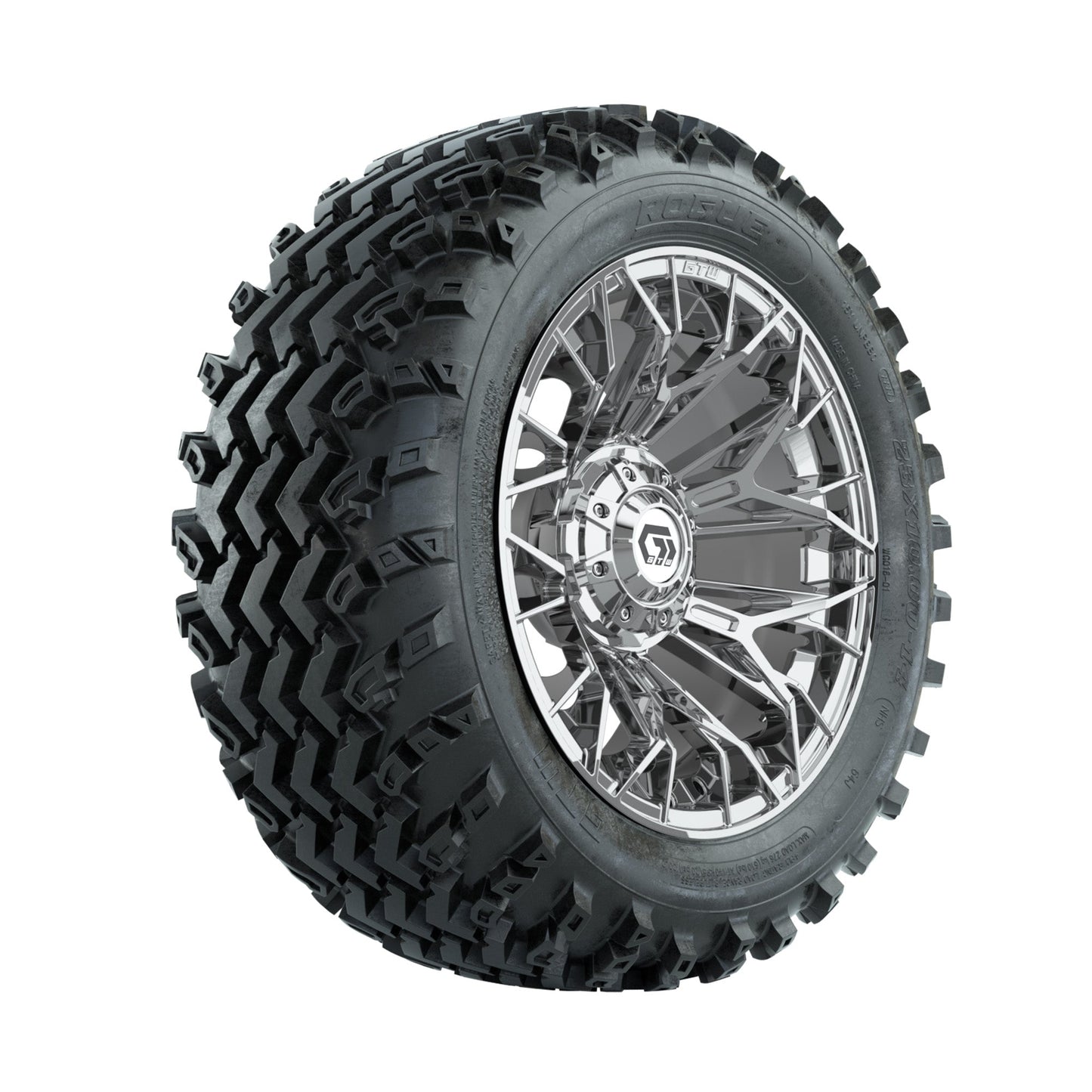 GTW Stellar Chrome 14 in Wheels with 23x10.00-14 Rogue All Terrain Tires Full Set