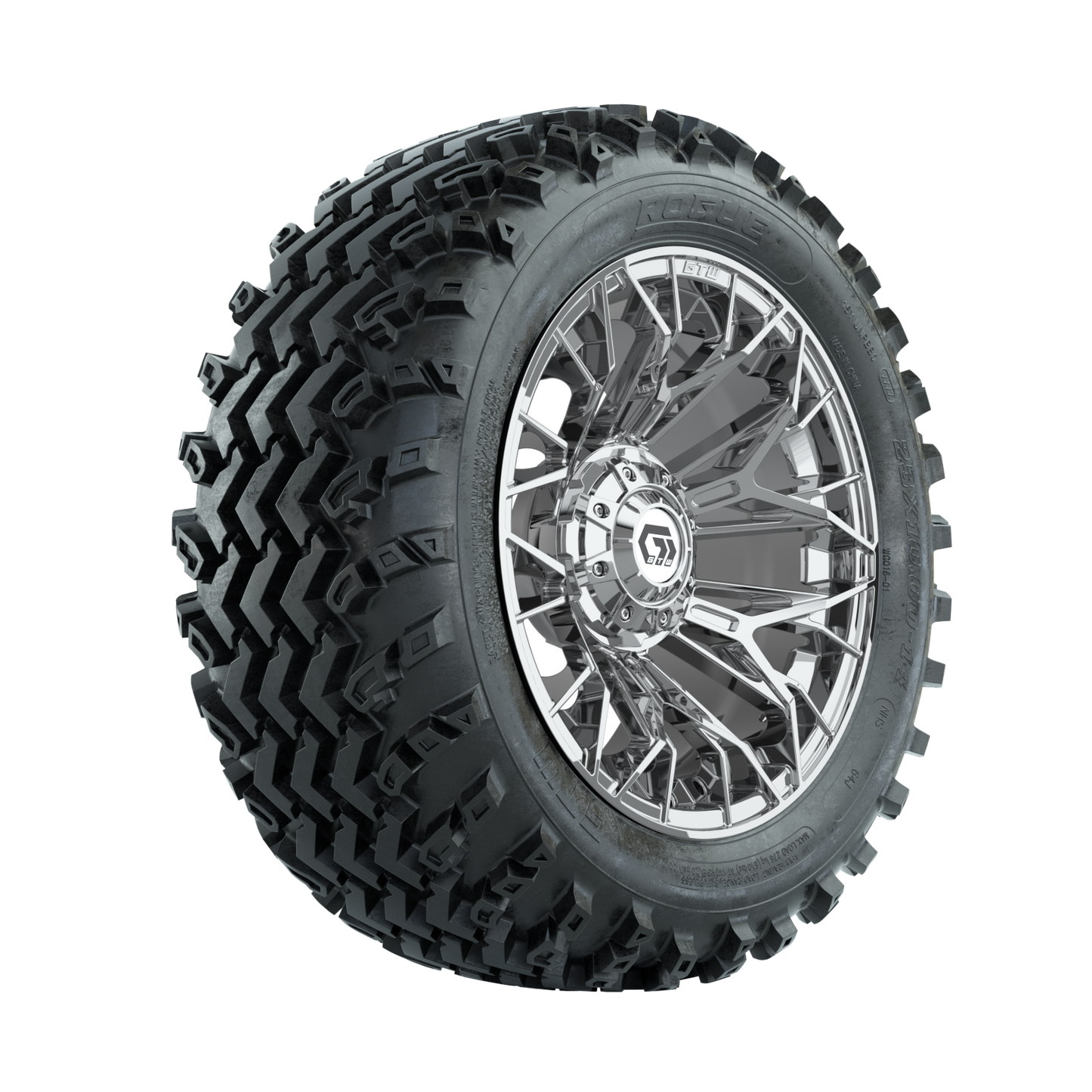 GTW Stellar Chrome 14 in Wheels with 23x10.00-14 Rogue All Terrain Tires Full Set