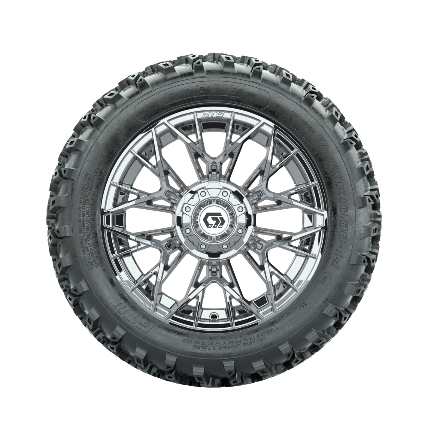 GTW Stellar Chrome 14 in Wheels with 23x10.00-14 Rogue All Terrain Tires Full Set