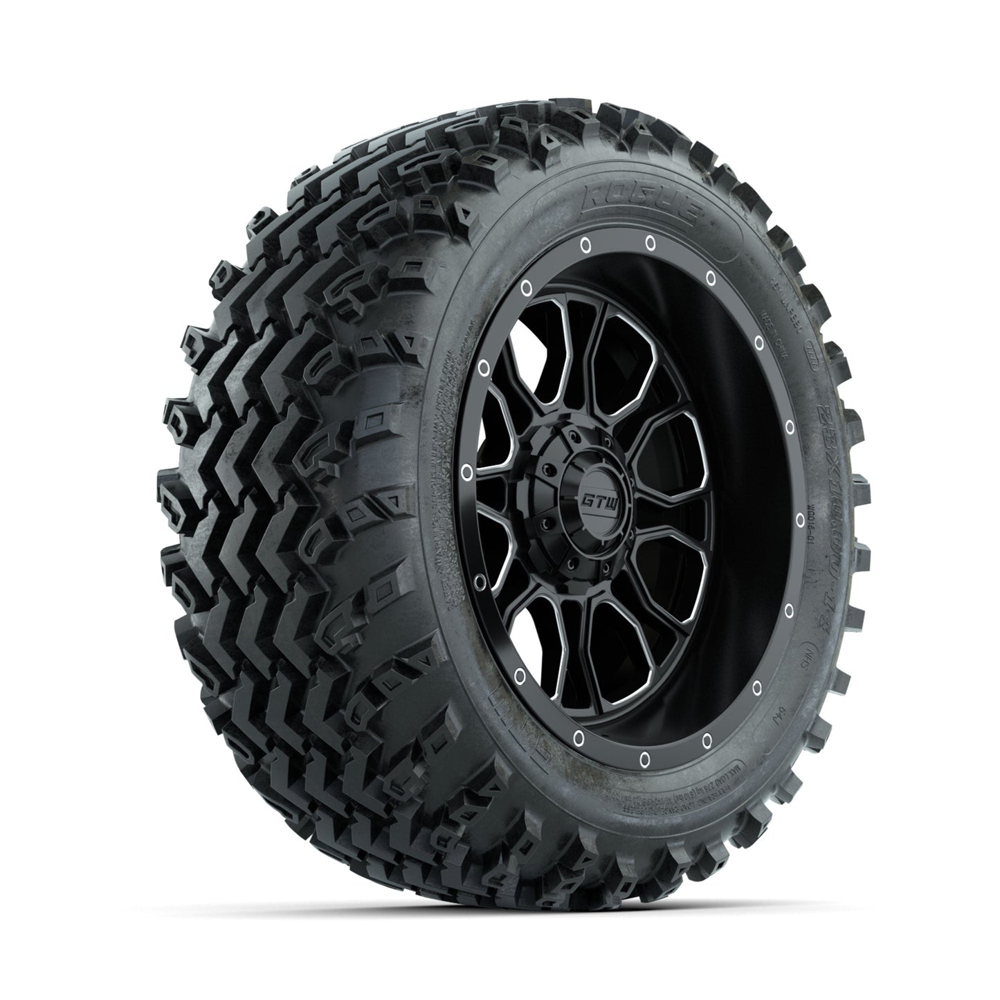 GTW Volt Machined/Black 14 in Wheels with 23x10.00-14 Rogue All Terrain Tires Full Set