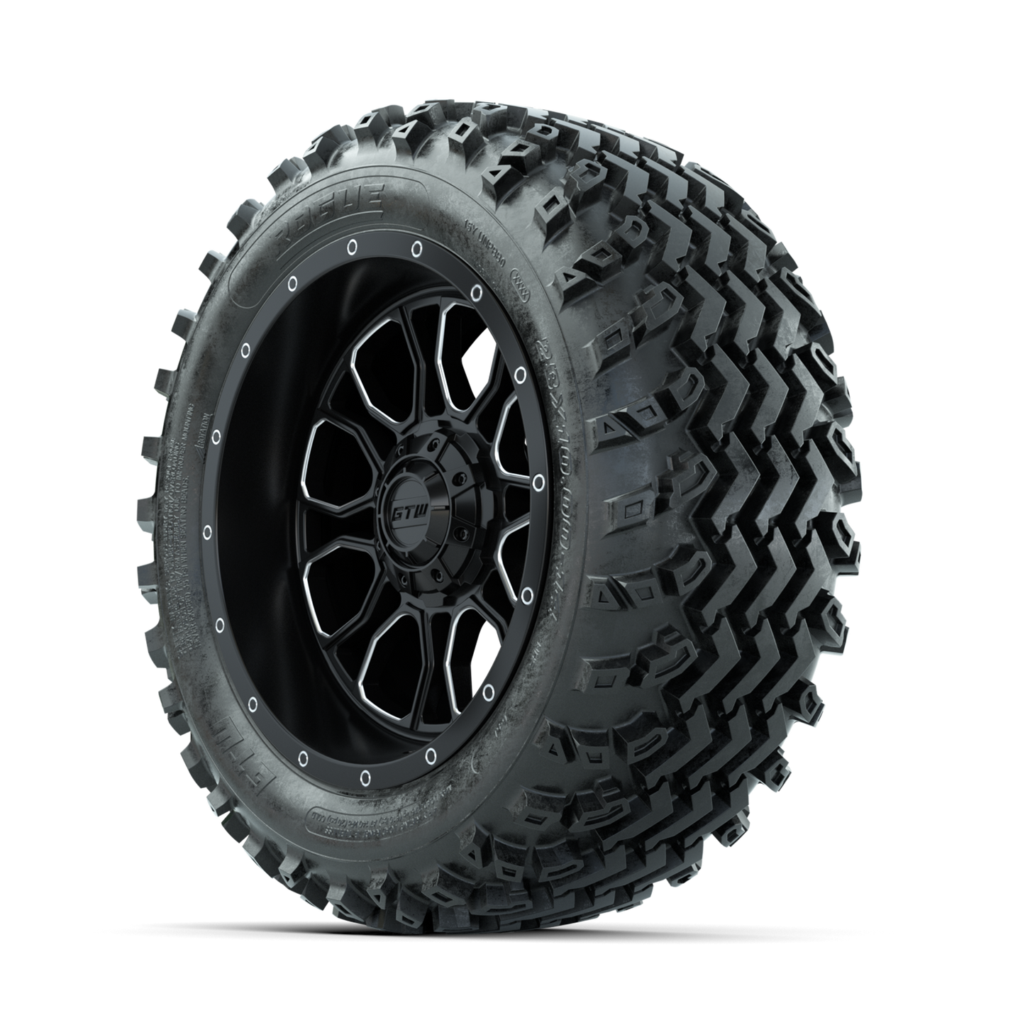 GTW Volt Machined/Black 14 in Wheels with 23x10.00-14 Rogue All Terrain Tires Full Set