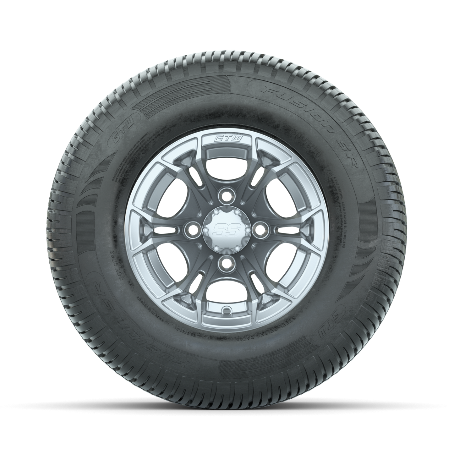 GTW Spyder Silver Brush 10 in Wheels with 205/65-R10 Fusion SR Steel Belted Radial Tires Full Set
