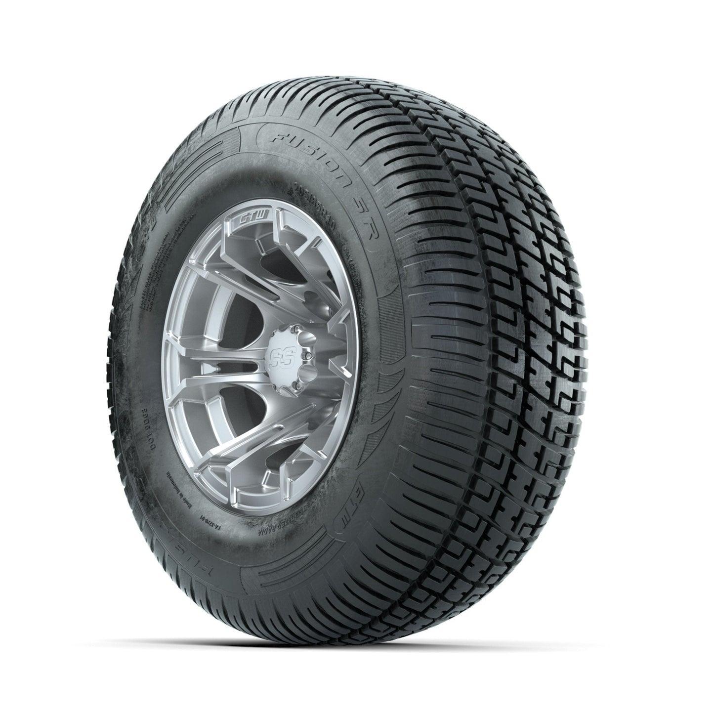 GTW Spyder Silver Brush 10 in Wheels with 205/65-R10 Fusion SR Steel Belted Radial Tires Full Set