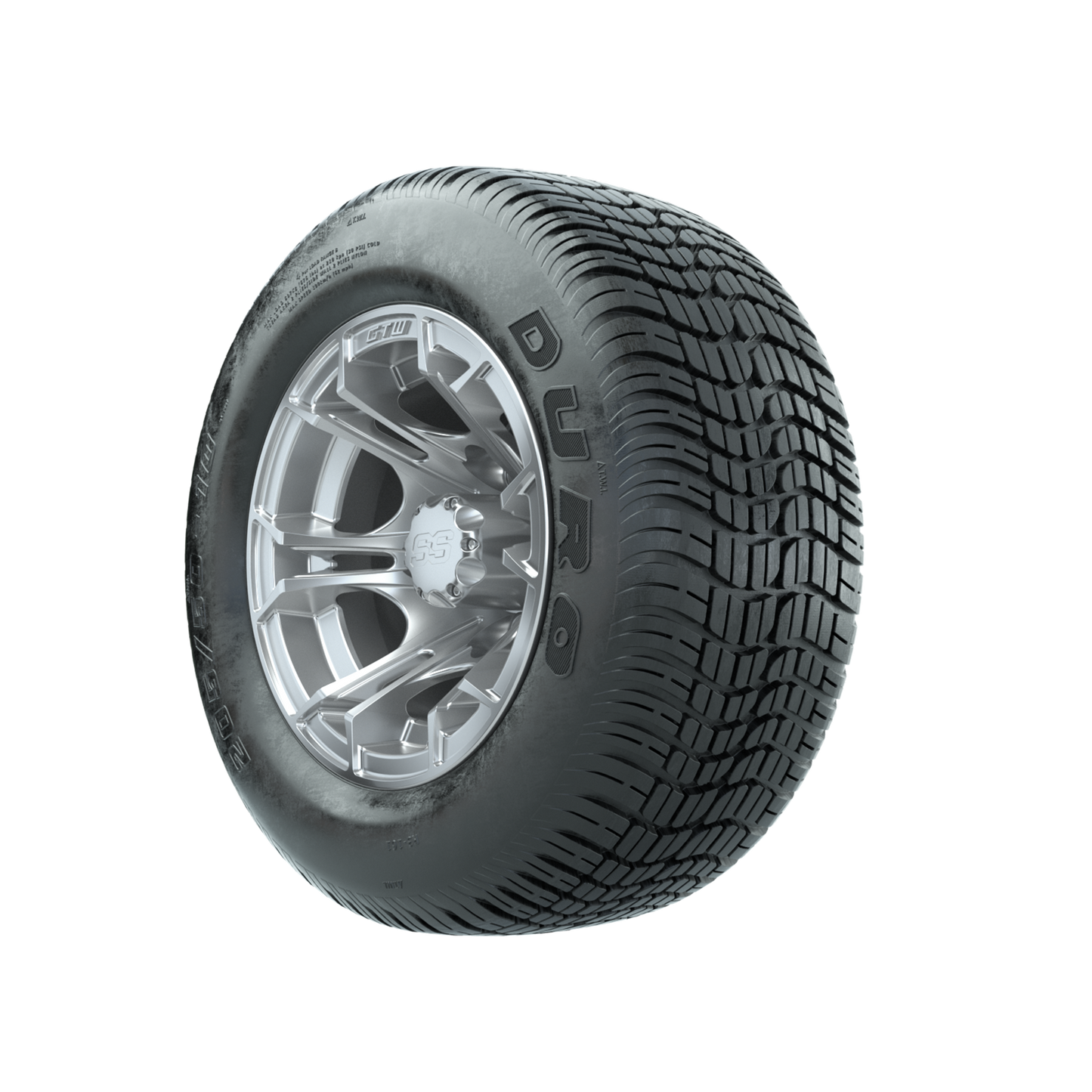 GTW Spyder Silver Brush 10 in Wheels with 205/50-10 Duro Low-profile Tires Full Set