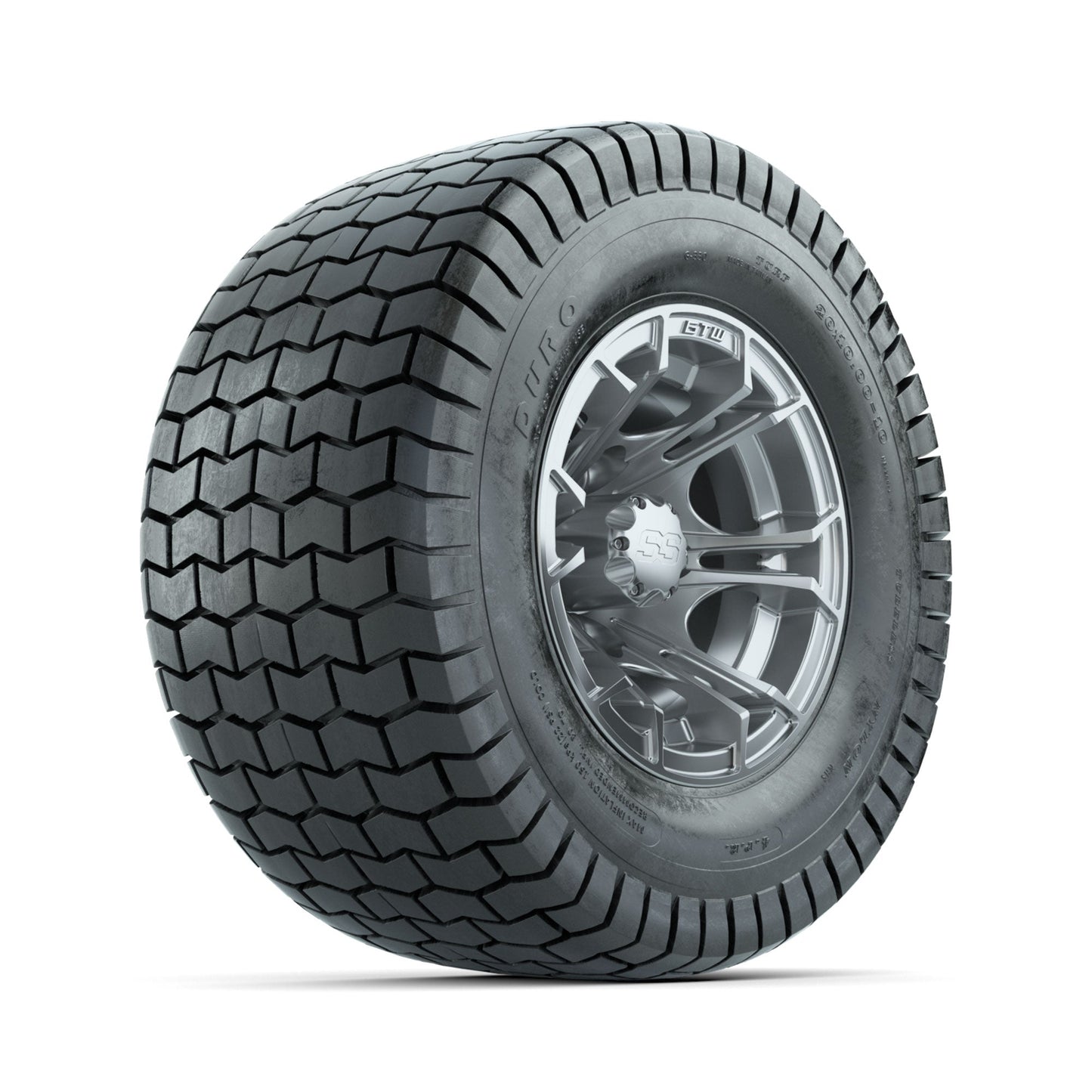 GTW Spyder Silver Brush 10 in Wheels with 20x10-10 Duro Soft Street Tires Full Set