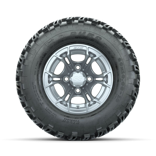 GTW Spyder Silver Brush 10 in Wheels with 20x10-10 Duro Desert All Terrain Tires Full Set