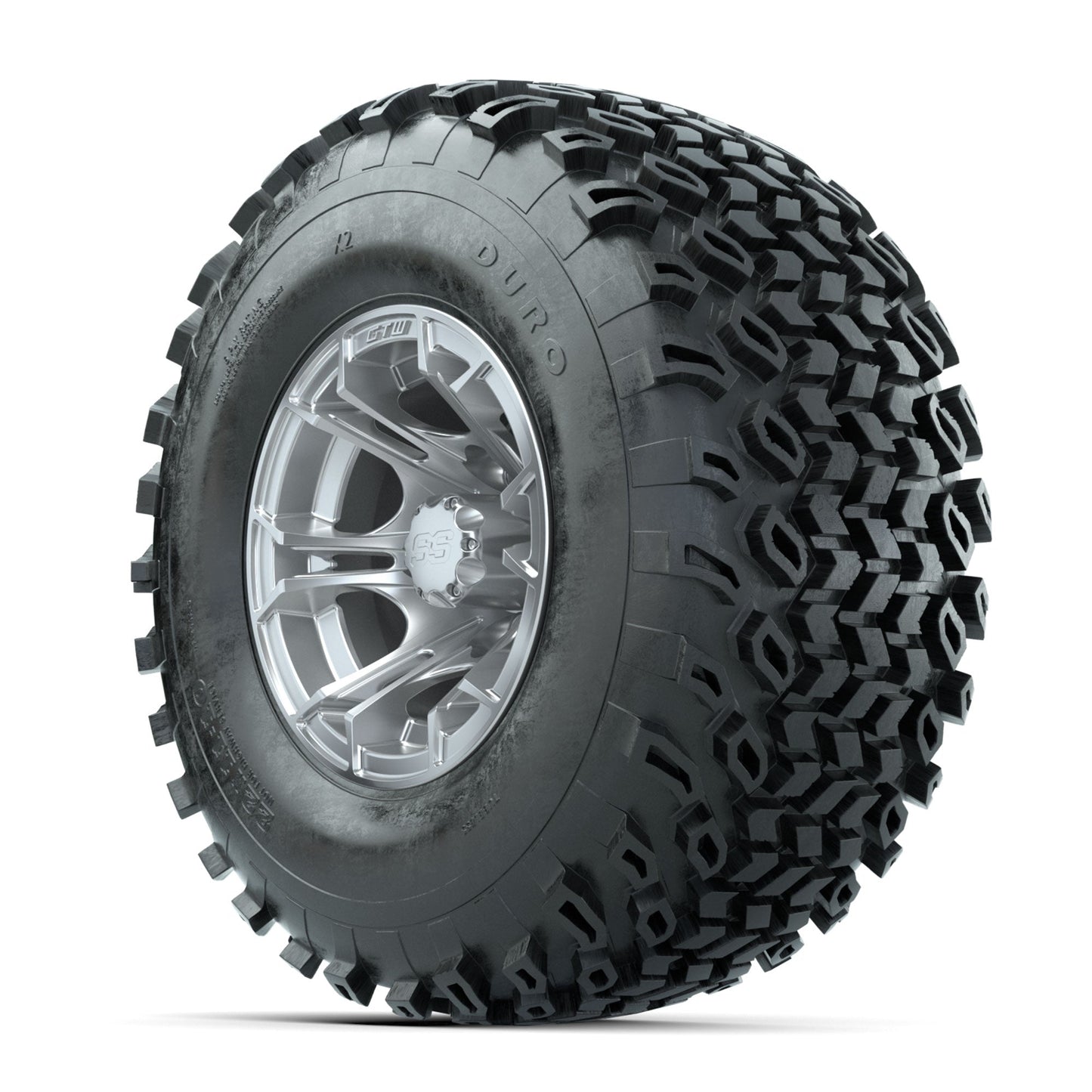 GTW Spyder Silver Brush 10 in Wheels with 22x11-10 Duro Desert All Terrain Tires Full Set