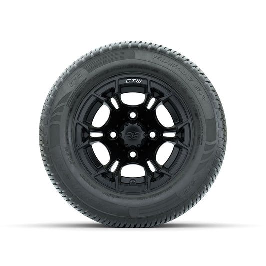 GTW Spyder Matte Black 10 in Wheels with 205/50-10 Fusion SR Steel Belted Radial Tires Full Set