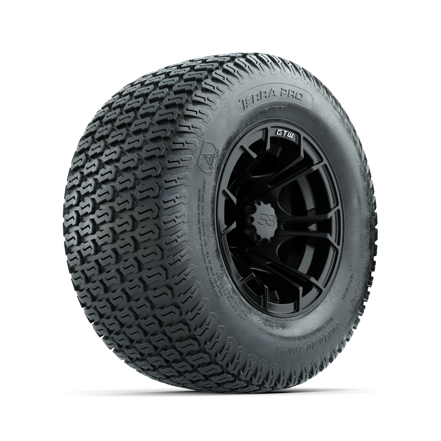 GTW Spyder Matte Black 10 in Wheels with 20x10-10 Terra Pro S-Tread Traction Tires Full Set